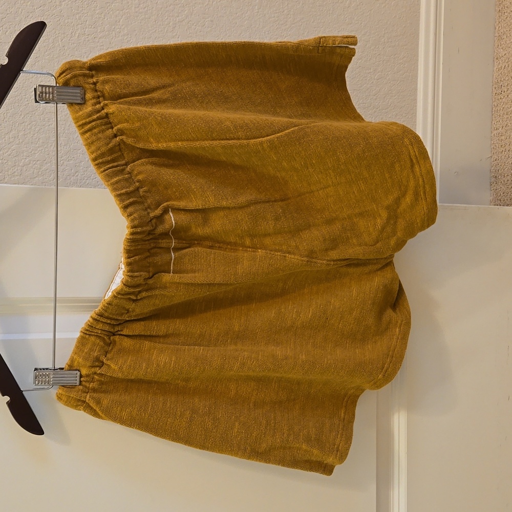 Bassike Slub Rib Athletic Beach Shorts Mustard Seed, L - Picture 2 of 4